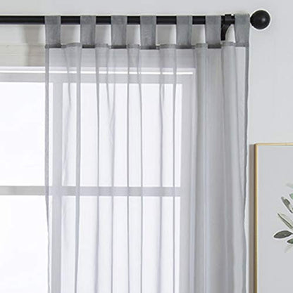 Tab Top Sheer Curtains, Silver Gray, 57(H) X55(W) in - color: Silver Gray, size: 55"W x 57"L (Pack of 1)