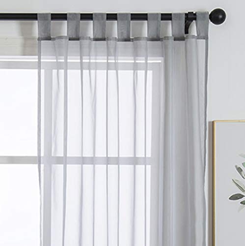 1 PCS Tab Top Semi Sheer Curtain, Silver Gray, 96H x 55W in - color: Silver Gray, size: 55"W x 96"L (Pack of 1)