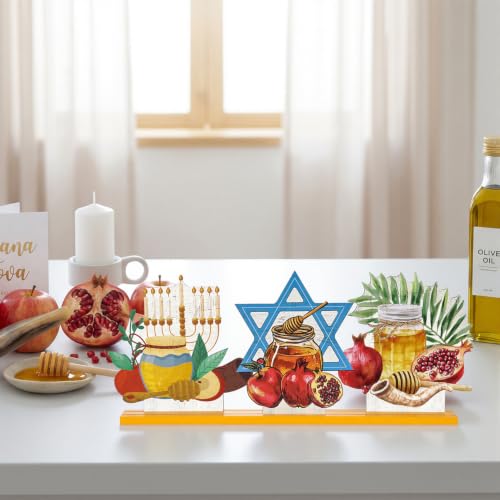 Smile Rosh Hashanah Wooden Tabletop Signs for Jewish New Year Home Decor - style: Hashanah
