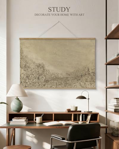 ARPEOTCY Extra Large Framed Wall Art, Sketch Mountain Landscape, 36x54 In - color: Sketch the Valley