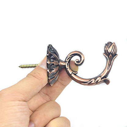 Ailejia 1Pair Curtain Tieback Hooks Metal Hooks Solid Color Simplicity European Crown Hook Design Curtain Holdbacks (red) - color: Red