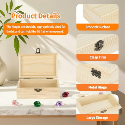 Small Unfinished Wooden Storage Box (Large 5.9 * 3.7 * 2.5 inch) - size: Large 5.9*3.7*2.5 inch