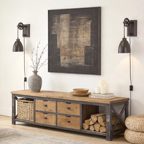 8FT Plug in Wall Sconces Pulley Wall Lamps, Oil Rubbed Bronze - color: Oil-Rubbed Bronze
