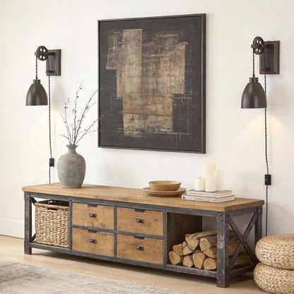 8FT Plug in Wall Sconces Pulley Wall Lamps, Oil Rubbed Bronze - color: Oil-Rubbed Bronze