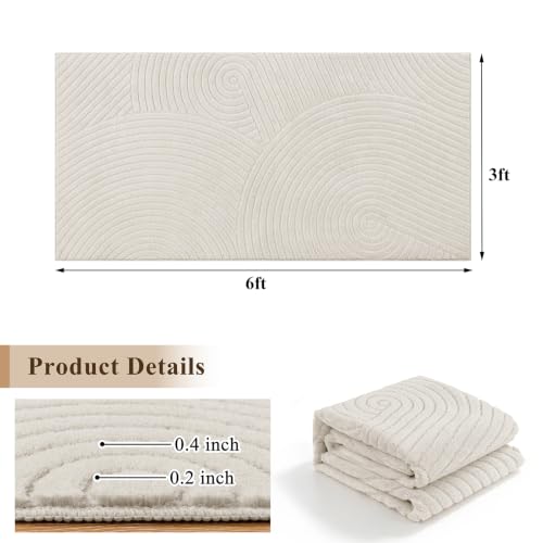 U'Artlines 3x6 Ft Hallway Runner Rug, Washable Neutral Beige Modern - size: 3' x 6' (Rectangular)