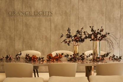 LITBLOOM Halloween Garland with Lights 6FT Battery Operated with Timer, Lighted Black Maple Garland with 48 Orange and Warm White LED Lights for Home Fireplace Mantle Table Fall Halloween Decoration - style: Black Maple