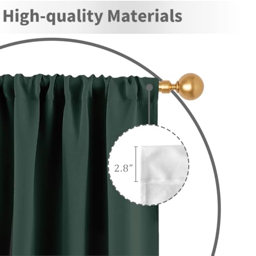 Green White Curtains, Ombre, 2 Panels, 42" W x 63" L, Rod Pocket - color: Dark Green, size: 42"W x 63"L (Pack of 2)