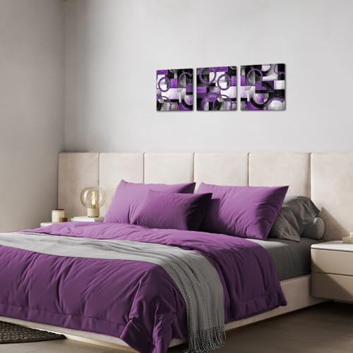 HOMEOART Purple Wall Art Geometric Pictures Bathroom Wall Decor (Purple) - color: Purple