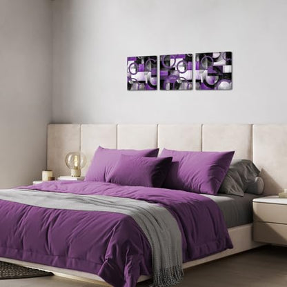 HOMEOART Purple Wall Art Geometric Pictures Bathroom Wall Decor (Purple) - color: Purple