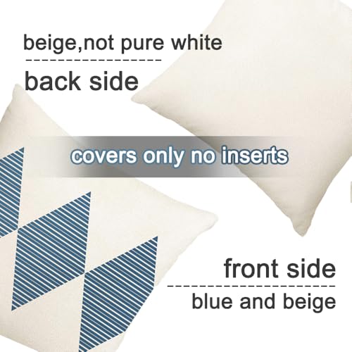 Outdoor Pillows Covers 18x18 Waterproof,Blue and Beige Set of 4(No Insert) - color: Blue and Beige, size: 18" x 18" (Pack of 4)
