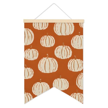 LARNDUMAMA Fall Pumpkins Wall Art Canvas Banner Poster for Bathroom, 12x16 - color: orange