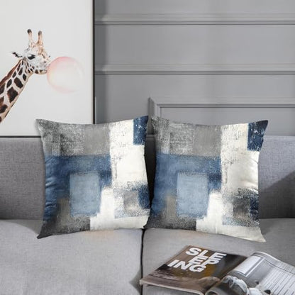 Britimes Throw Pillow Covers Set of 2, 16 x 16 Inch, Navy Grey White - color: Blue White, size: 16" x 16" (Pack of 2)
