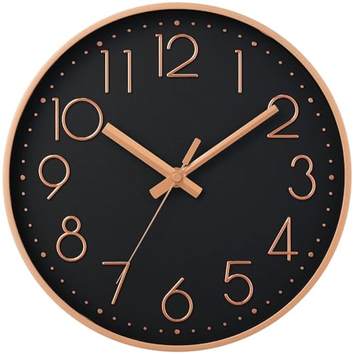 DAXSMY Wall Clock 12 Inch Black Decorative, Battery Operated Silent - color: C_black, size: 12 Inch