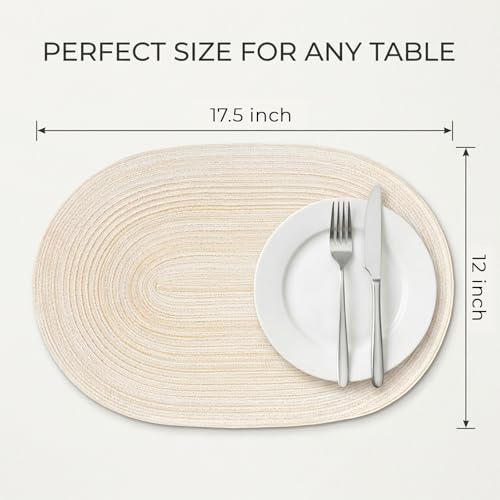 Placemats Set of 6, Woven Oval Braided Dining Table Mats(Beige) - color: Beige, size: 6 pcs