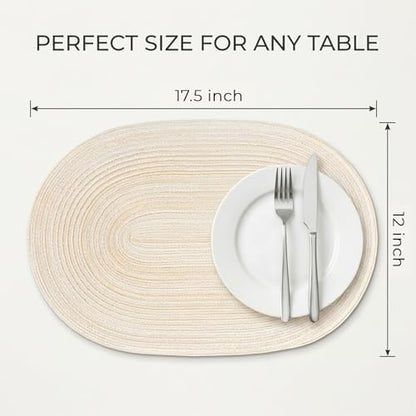 Placemats Set of 4, Woven Oval Braided Dining Table Mats(Beige) - color: Beige, size: 4 pcs
