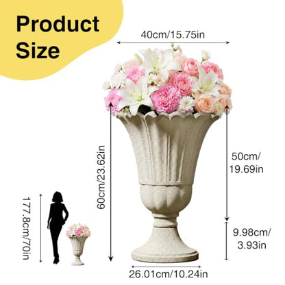 NicBex 24" Tall Urn Planters for Outdoor Plants Set of 2 - Beige Petal - color: Beige