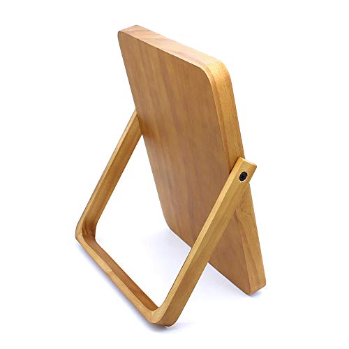 Rectangle Standing Vanity Makeup Mirror, Wood Frame, 10.2"L x 7.3"W, Modern Style, Tabletop Mount, Bathroom & Home Decor
