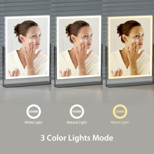NEZZOE Rechargeable Makeup Mirror with Lights, 4000mAh Battery, 14"x10" - color: 14"x10" White