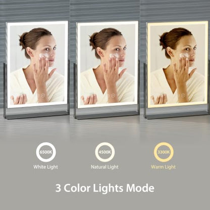 NEZZOE Rechargeable Makeup Mirror with Lights, 4000mAh Battery, 14"x10" - color: 14"x10" White