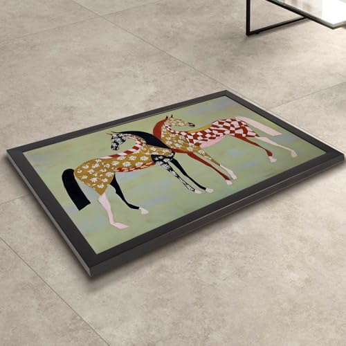 Vintage Horse Patterned Poster Abstract Folk Animal Canvas Wall Art Modern Mid Western Dopamine Artwork Prints Painting For Living Room Bedroom Apartment Wall Decor 8x10in black Framed - color: style 03, size: 8"L x 10"W