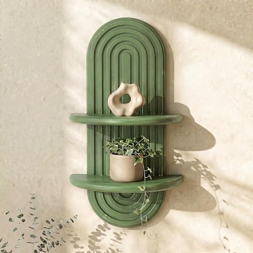 Plant Wall Shelf for Bathroom: Hanging Plant Shelf for Wall Decor, Green - color: Green