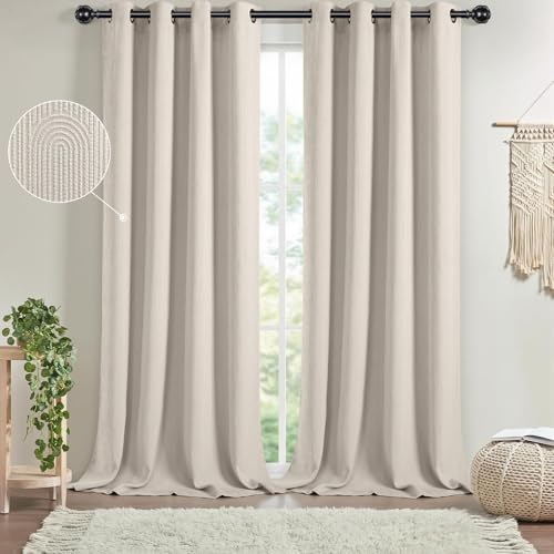 Beige Boho Blackout Curtains 2 Panels for Bedroom 52W*84L - color: Beige, size: 52"W x 84"L (Pack of 2)