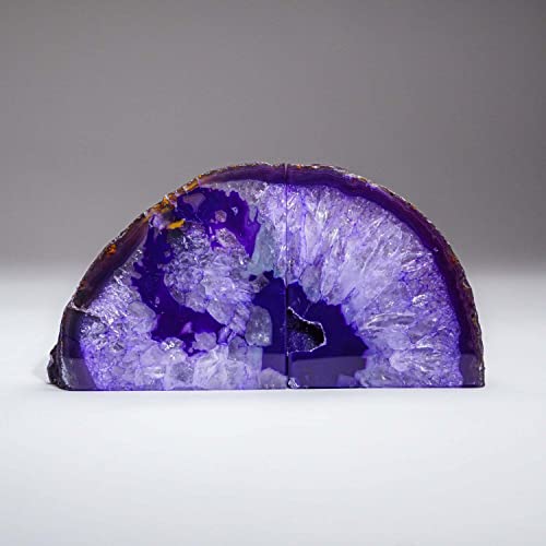 AMOYSTONE Purple Agate Bookends, Small Crystal Book Ends for Bedroom Shelves - color: Purple, size: 2-3 Pounds