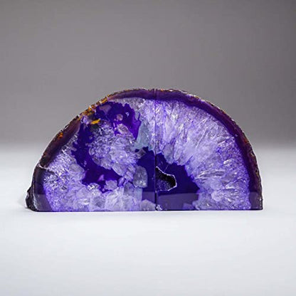 AMOYSTONE Purple Agate Bookends, Small Crystal Book Ends for Bedroom Shelves - color: Purple, size: 2-3 Pounds