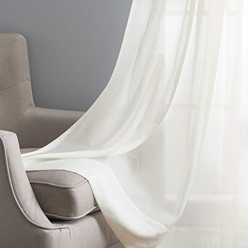 SmartSheer Thermoregulating Semi-Sheer Curtains – Energy-Saving Privacy Panels with UV Light Deflection, Heat & Cold Insulation (Ivory, 63L x 59W, Single Panel) - color: Ivory