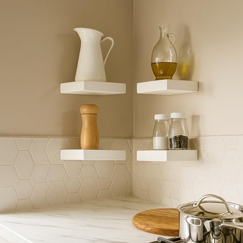 Small Floating Shelves for Wall Set of 4, 6 Inch Square Shelves,White - color: White, size: 6 Inch-4 Pcs