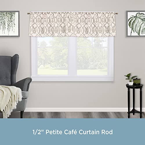 Kenney – Davenport Petite Café Curtain Rod, Durable Steel Rod with Decorative Ball Ends, 1/2" Diameter, Adjustable 48"-86", Perfect for Light to Medium Weight Curtains, Brushed Brass Finish - color: Brushed Brass, size: 48-86", style: Curtain Rod