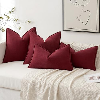 MIULEE Pack of 2 Christmas Burgundy Chenille Pillow Covers 16x16 Inch - color: Burgundy, size: 16" x 16" (Pack of 2)