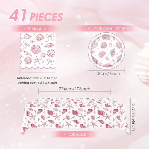 41pcs Coastal Beach Birthday Plates and Napkins,Tablecloth Set - color: Coastal Beach