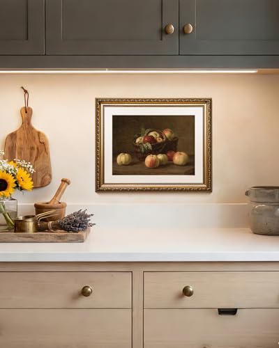 VIYYIEA Gold Framed Apple Still Life Wall Art Canvas Painting, 13×16 Inch - color: Apple Still Life, size: 16"L x 13"W