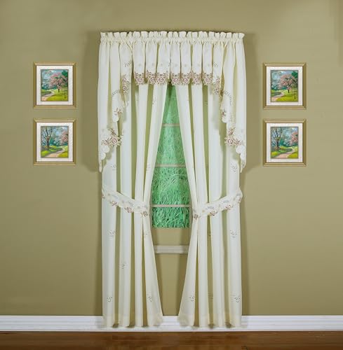 Today's Curtain Verona Reverse Embroidery Swag, 38", Ecru/Rose, 60"W X 38"L - color: Ecru/Rose, size: 38"W x 60"L (Pack of 1)