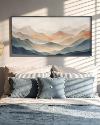 HUARCEY Metal Framed Large Abstract Layered Mountain 3D Textured Wall Art - color: Colorful mountains