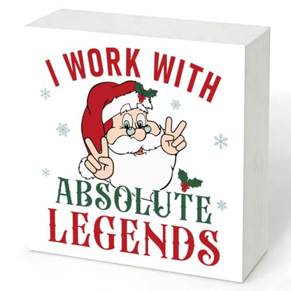 I Work With Absolute Legends Sign, Funny Christmas Wood Box Coworker Gift - color: Style 5