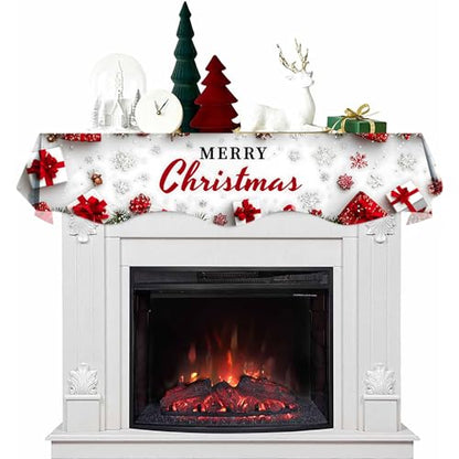 NYZE Christmas Mantel Scarf 70 x 17 Inch Fireplace Mantel Scarf Cover Decoration for Christmas Fireplace Scarf Shelf Top Runner Holiday Winter Home Decor - size: 70 x 17 in, style: Merry Xmas 2