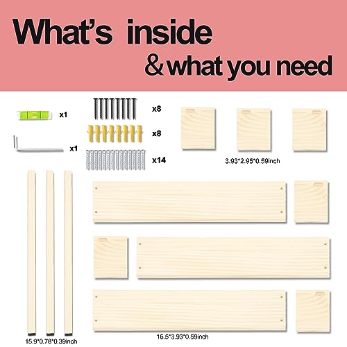 Fixwal Floating Nursery Book Shelves for Wall, 16.5 Inches, Set of 3 - color: Natural, size: 16.5inches