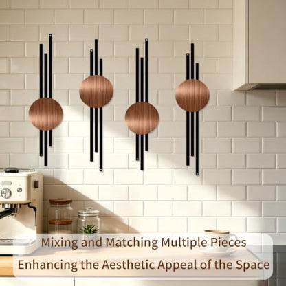 DUOOLN 2 Pcs Abstract Metal Wall Decor, Geometrical Single Line Art-Walnut - color: Walnut - Round Geometry 2 pcs