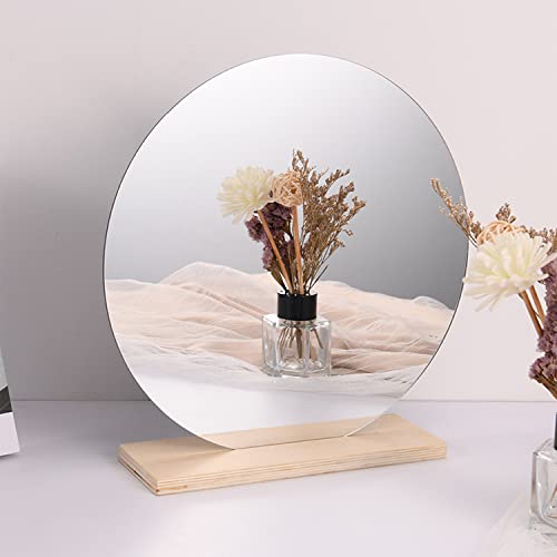 8 inch Glass Round Wall Mirror, 2mm Small Circle Mirror for Wall - size: 7.9"L x 0.1"W