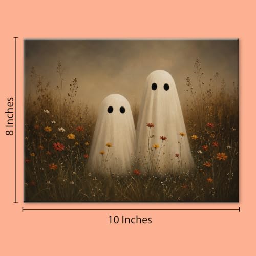 Halloween Wall Art Decor, Ghost Couple Canvas Print Framed 8x10 Inch - color: G