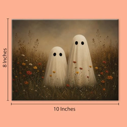 Halloween Wall Art Decor, Ghost Couple Canvas Print Framed 8x10 Inch - color: G