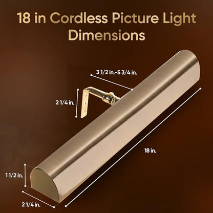 Concepdesigns Picture Light Battery Operated Picture Light, Dimmable Wireless Picture Lights for wall, Art Light, Library Light Battery Operated with Remote Control - 18 inches, Antique Brushed Bronze - color: Antique Brushed Bronze, size: 18 inch