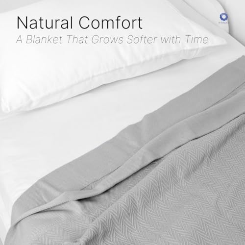 100% Cotton Herringbone Blankets, 108"X90" King, Throw Blanket for Bed All Season Cotton Blanket, Cozy Blanket,Throws & Bed Blanket, Throw Blanket for Couch, Modern Home Decor -Scottish Grey - color: Herringbone -Scottish Grey, size: King (U.S. Standard)