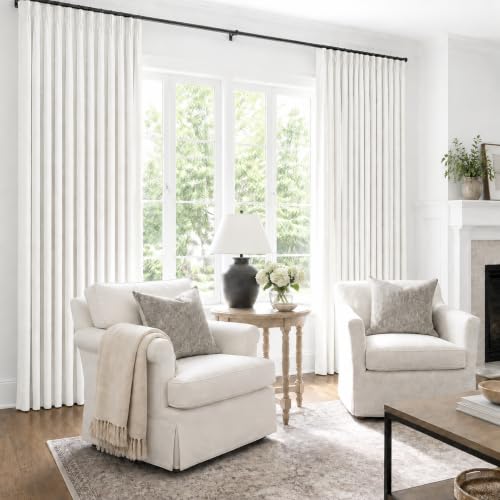 Topfinel 96 Inch Pinch Pleated Blackout Curtains for Bedroom 2 Panels - color: Natural, size: 40"W x 96"L (Pack of 2)