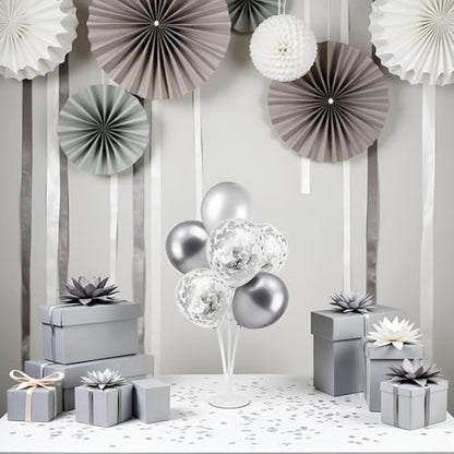 ZJDHPTY 4Set Silver Balloon Stand Table Centerpieces Party Decor - color: Silver Gray 4