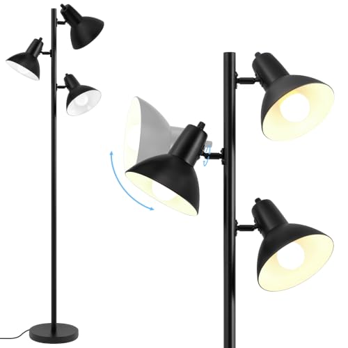 3 Light Floor Lamps for Living Room, 67" Tall Metal Modern Tree Floor Lamp - color: Black