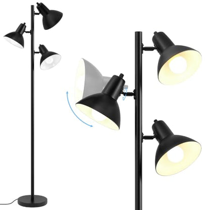 3 Light Floor Lamps for Living Room, 67" Tall Metal Modern Tree Floor Lamp - color: Black