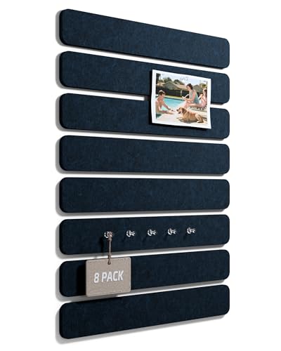 Fluxynara 13" x 2" Felt Wall Panels, Carbon Blue - color: Carbon Blue, size: 8-pack